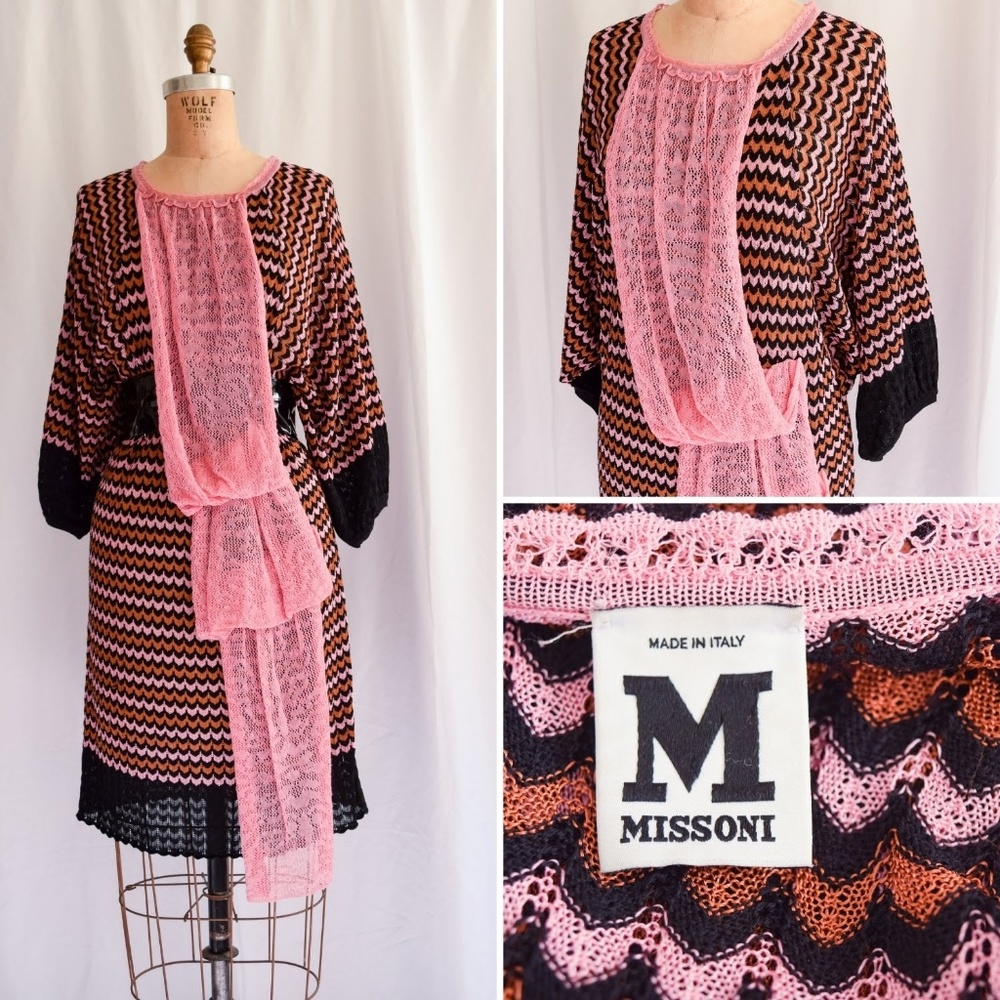 M Missoni Classic Zig Zag Knit Caftan Dress